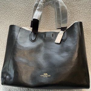 Large Black Coach Derby Tote Bag
